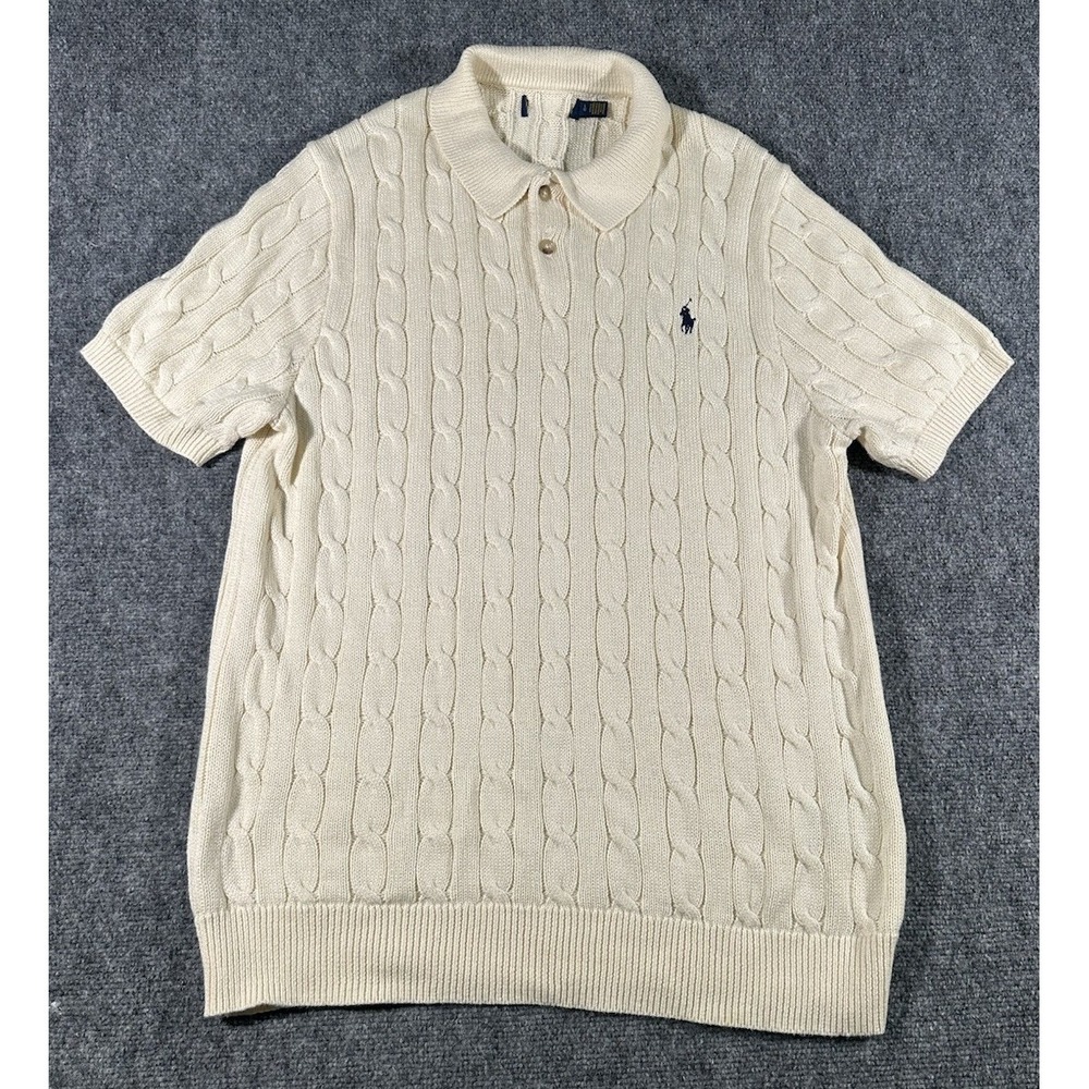 Polo Ralph Lauren Cable Knit Polo Collar Sweater | Short Sleeve | Size Large |